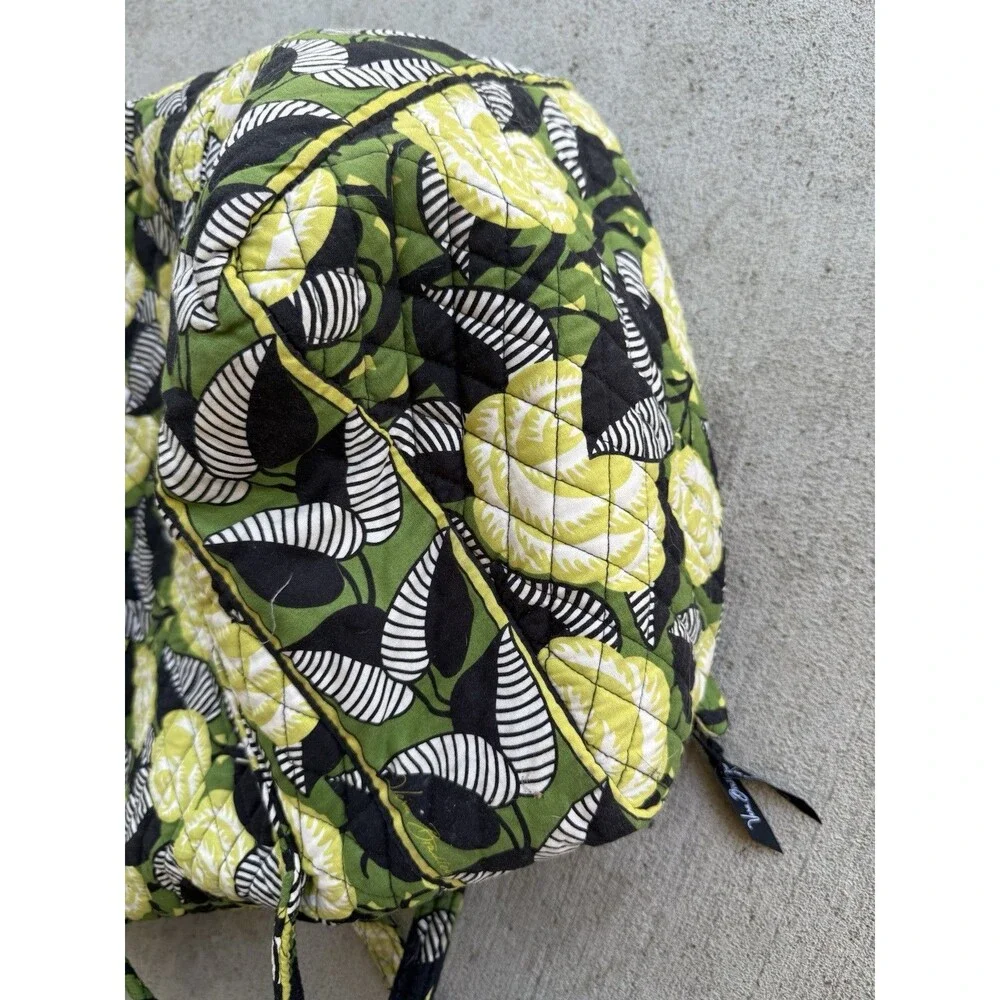 Vera Bradley La Neon Rose Quilted Duffel Tote Weekend Bag Green Black